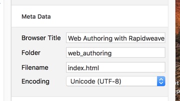 Folder Re-named in RapidWeaver Page Inspector General Settings