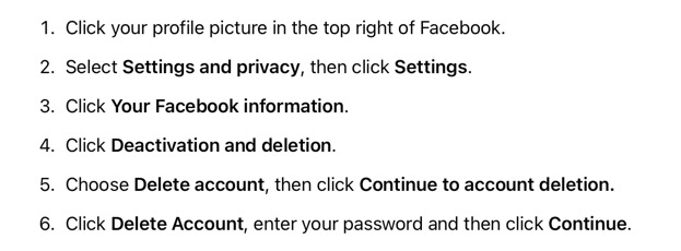 Facebook - To permanently delete your account