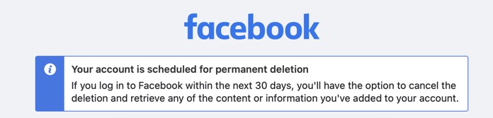 Facebook - Your account is scheduled for permanent deletion
