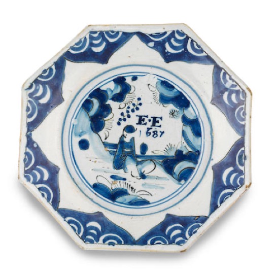English Delftware Octagonal Plate